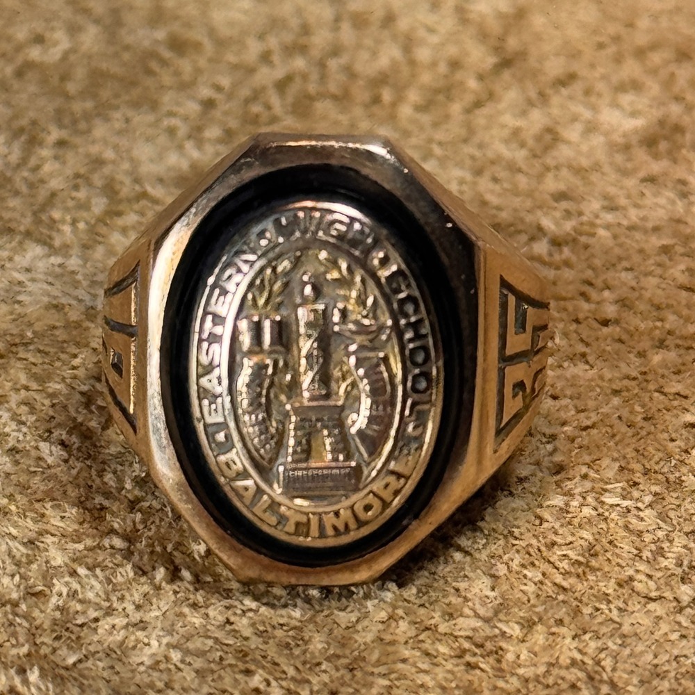 Jenkins 10k 1935 Eastern High School 8g Class Ring 5.5 Gold Onyx Baltimore, MD